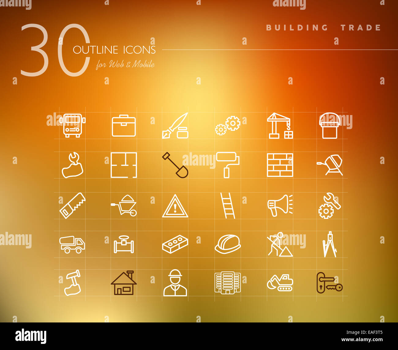 Building trade and construction outline icons set for web and mobile ...