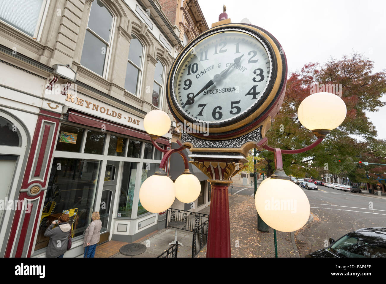 Decorative clock in downtown Walla Walla, Washington Stock Photo Alamy