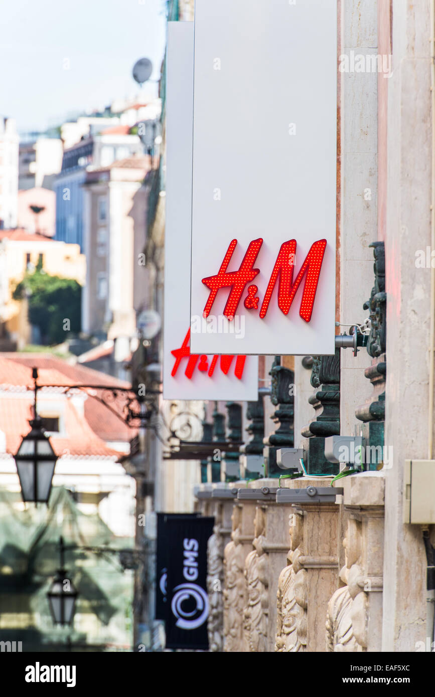 H&M store sign in Lisbon, Portugal Stock Photo - Alamy