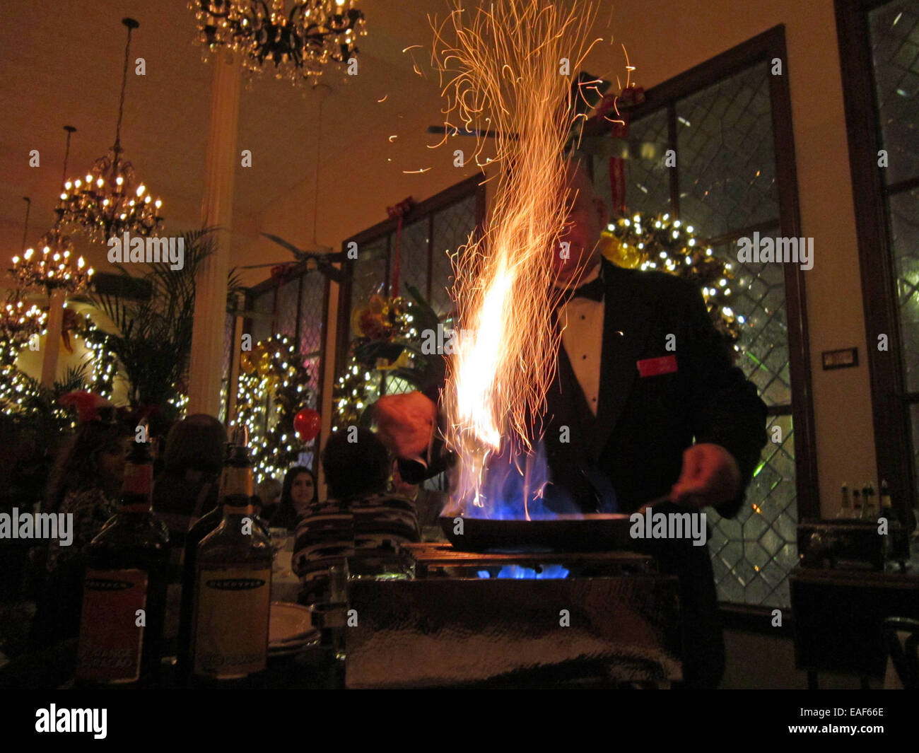 Bananas Foster flambe Stock Photo Alamy