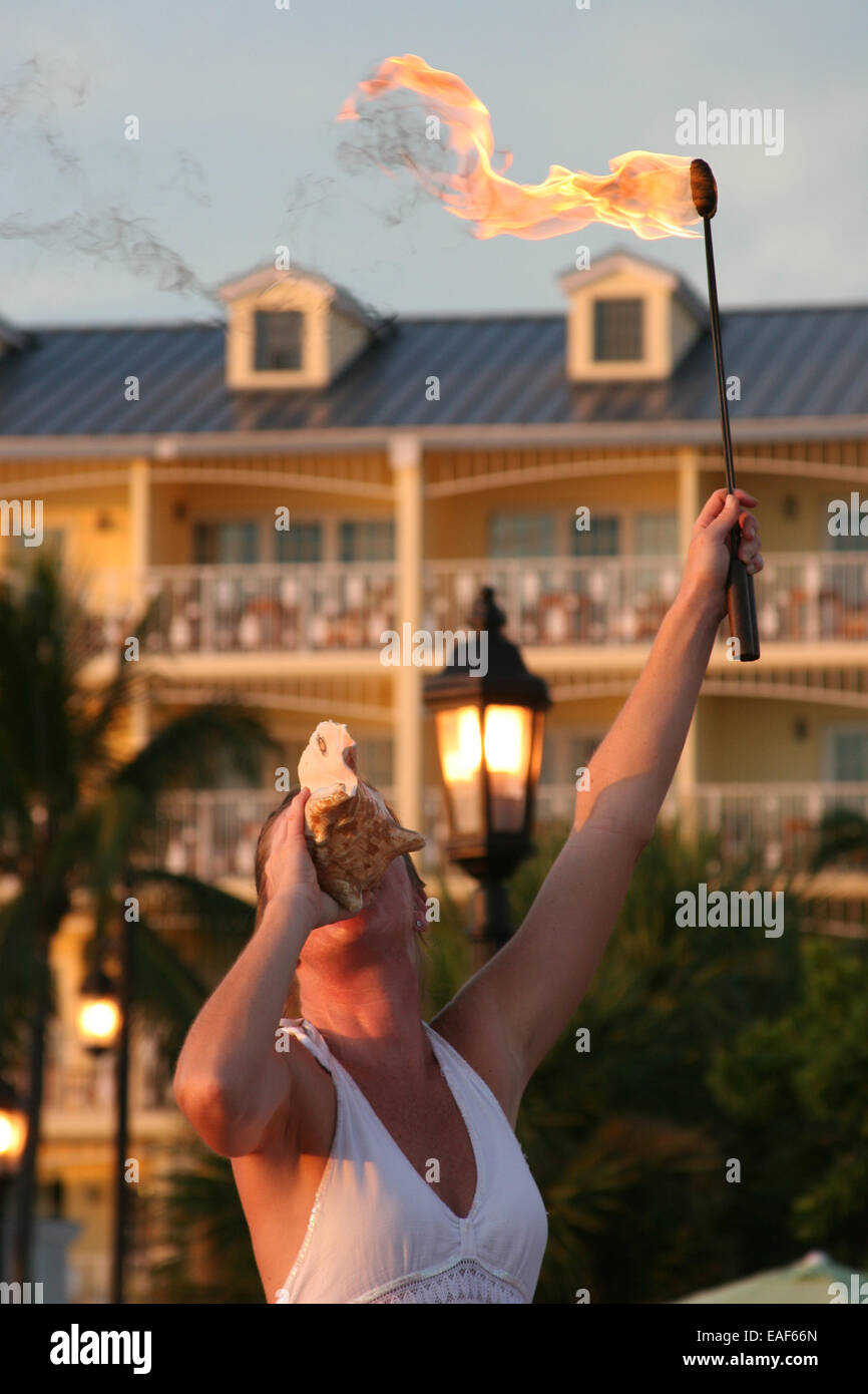 Mallory Square Key West performer - Stock Image