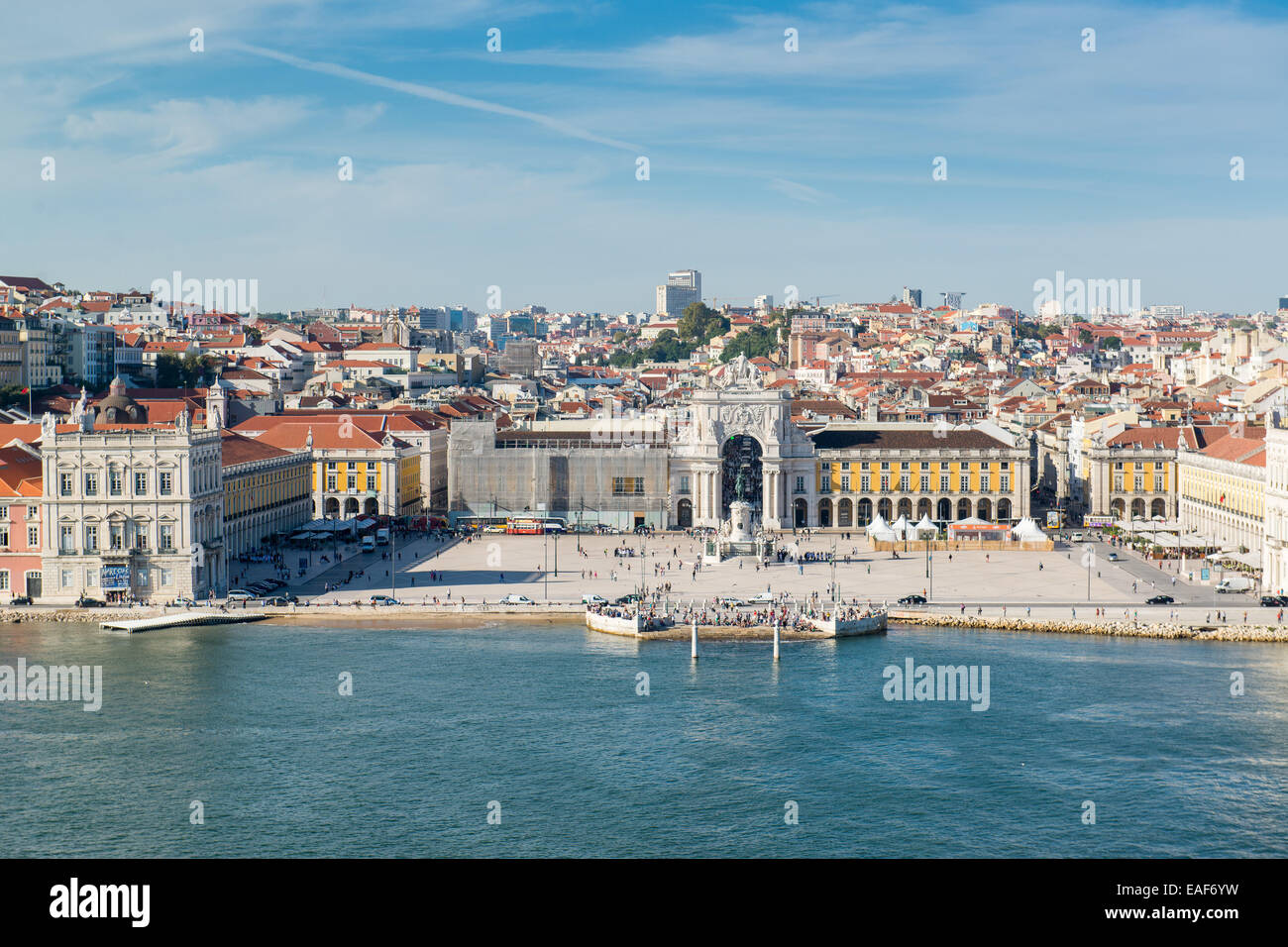 A view over Praça do Comércio (Commerce Square) in Lisbon, Portugal. Stock Photo