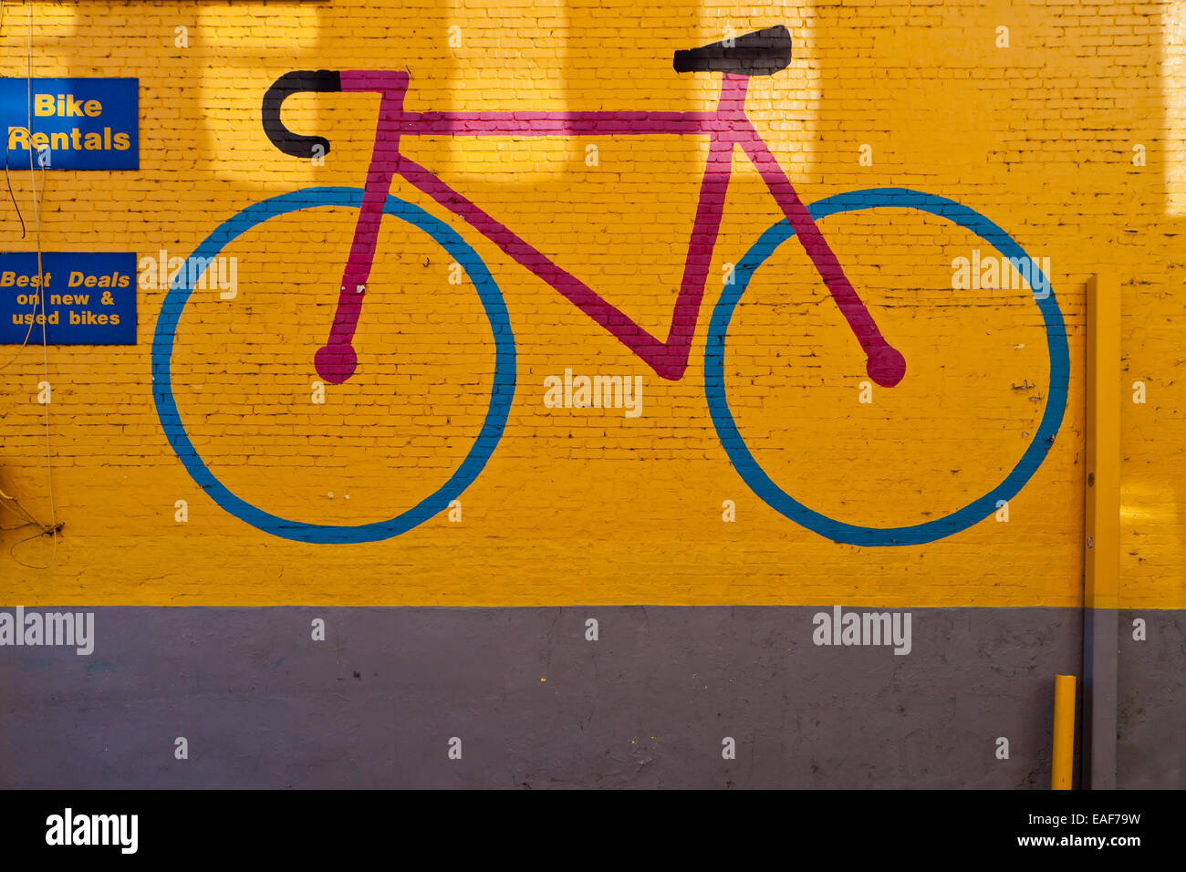 Bicycle painted on wall - USA Stock Photo