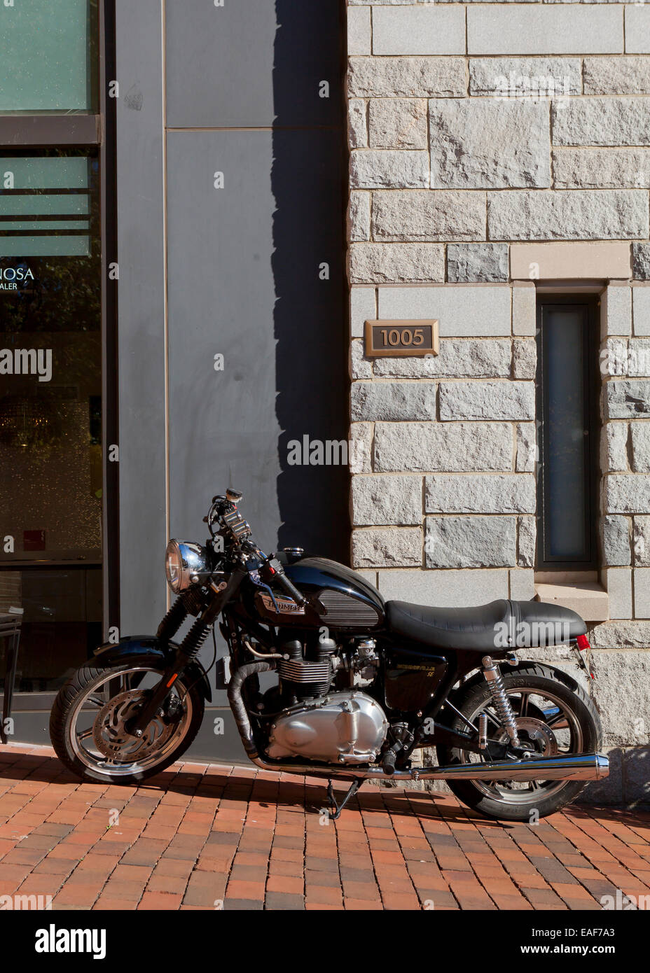 Parked Triumph Bonneville SE motorcycle - USA Stock Photo