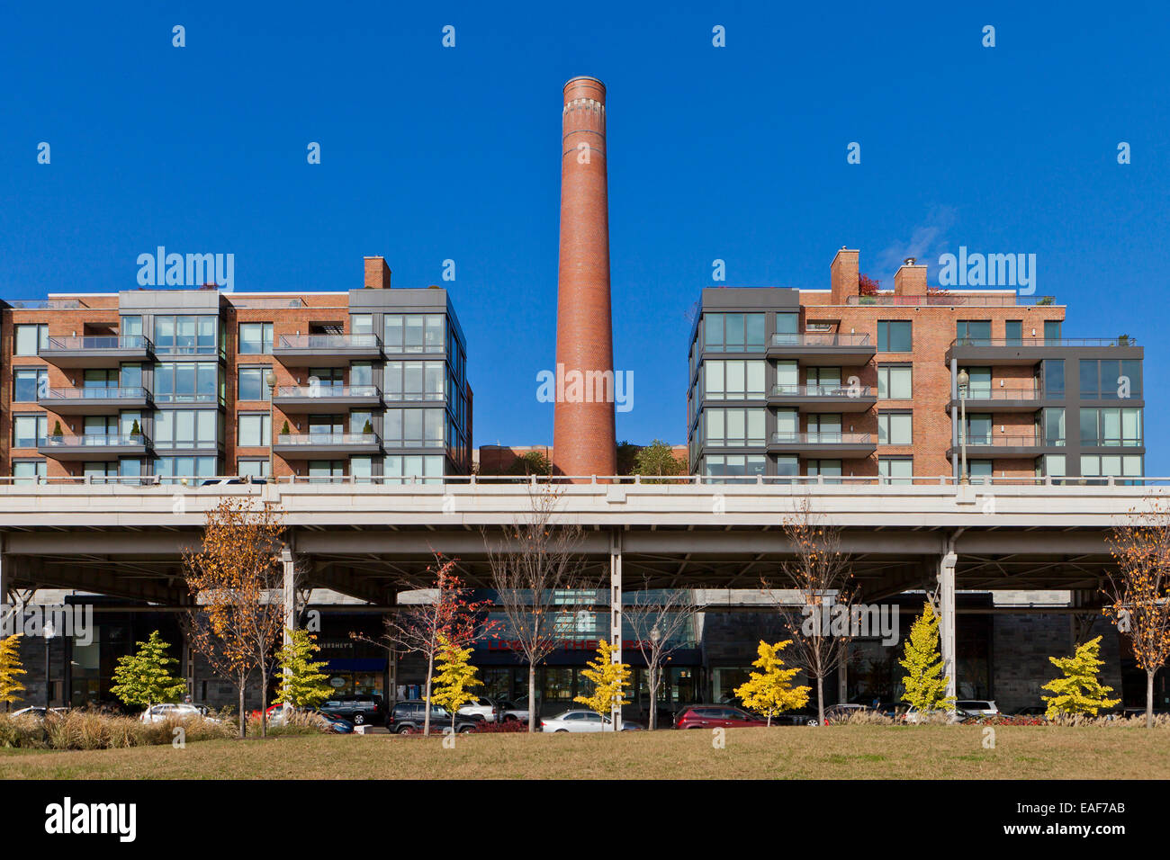 Georgetown Ritz-Carlton hotel smokestack - Washington, DC USA Stock Photo