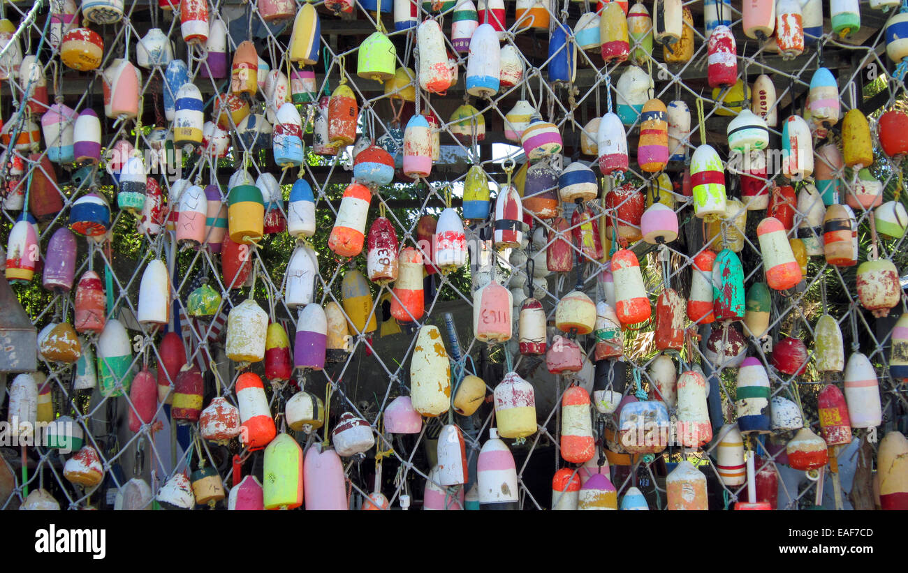 Colorful buoys and floats Stock Photo