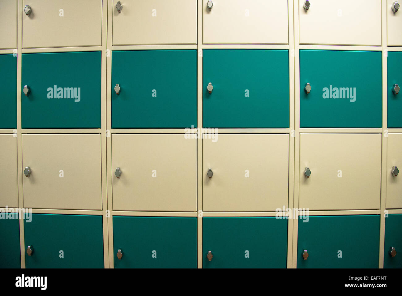 rows of automatic lockers at school Stock Photo