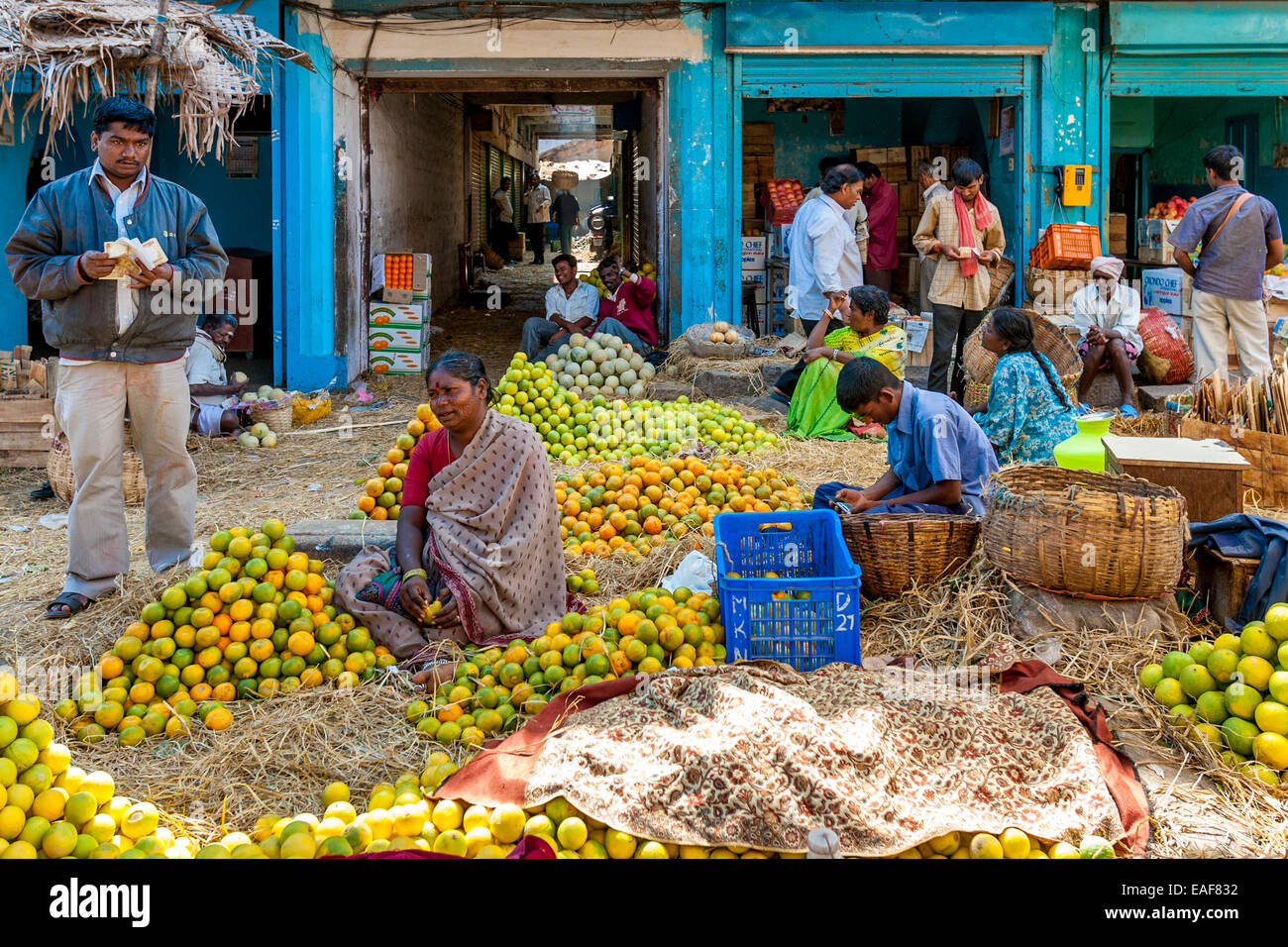 Fruit and Vegetable Street Market, Bangalore, Karnataka, India Stock