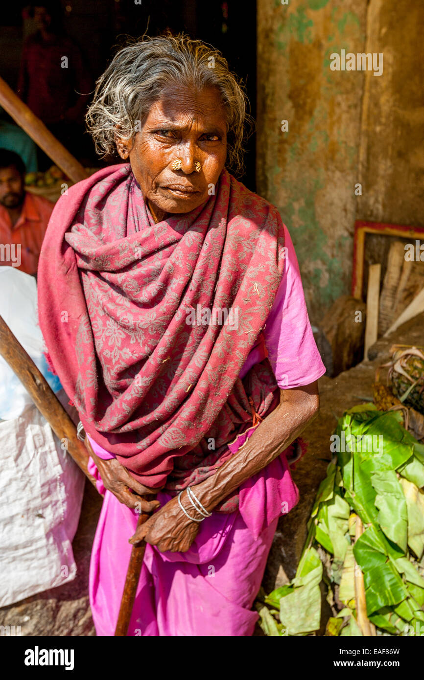 Portrait Of An Elderly Woman, Bangalore, Karnataka, India Stock Photo ...