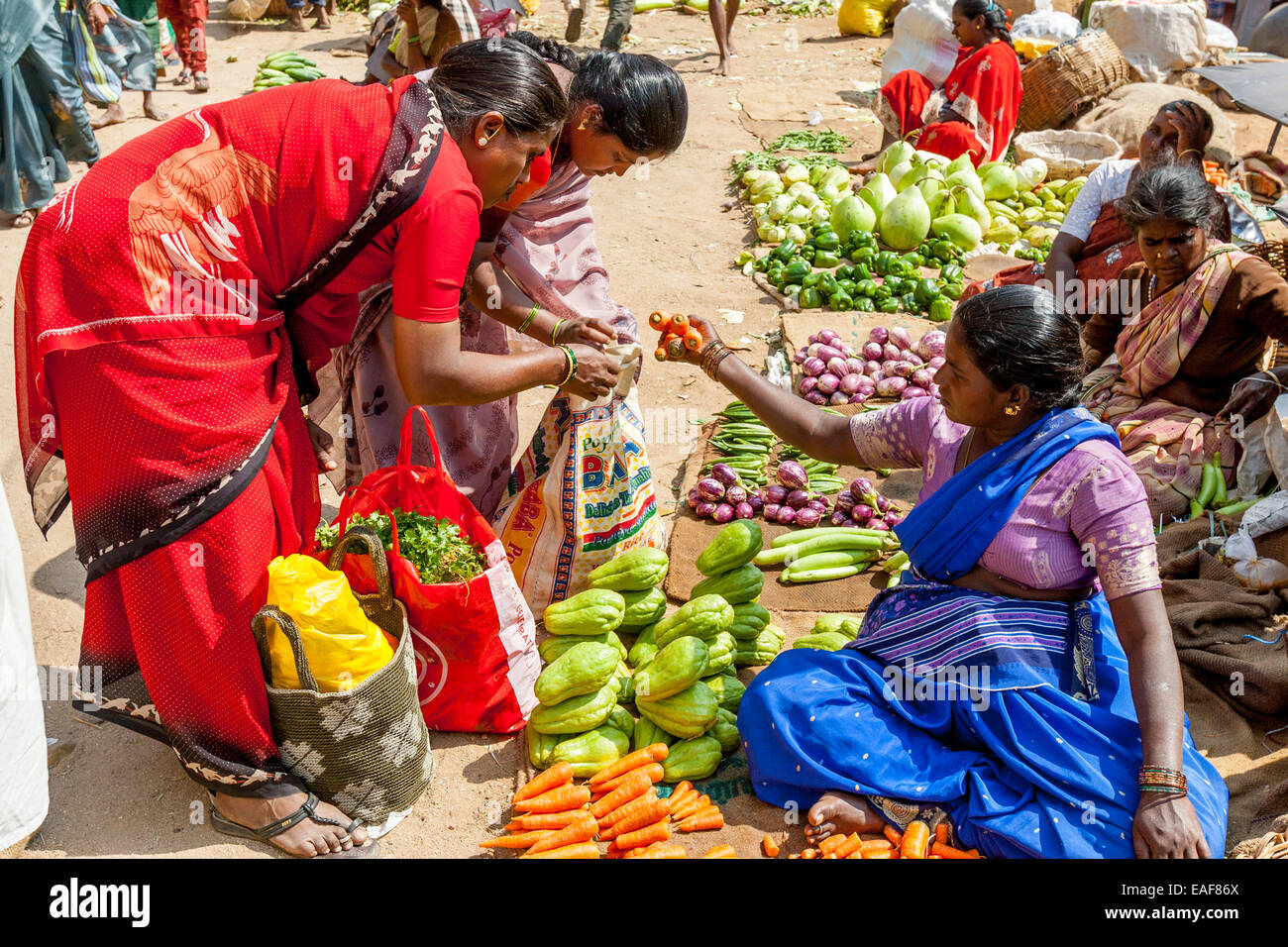 Local Women Buying Vegetables, Bangalore, Karnataka, India Stock Photo