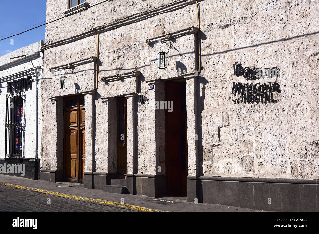 La Casa de Melgar Hostal on Melgar street on September 9, 2014 in Arequipa, Peru Stock Photo