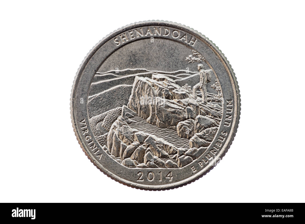 Shenandoah Virginia quarter commemorative coin isolated on white