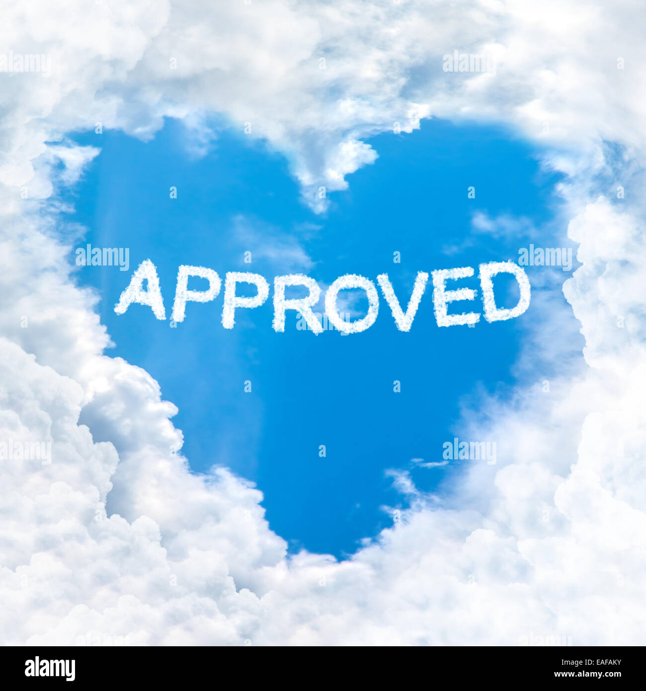 approved word cloud gradient blue sky background only Stock Photo