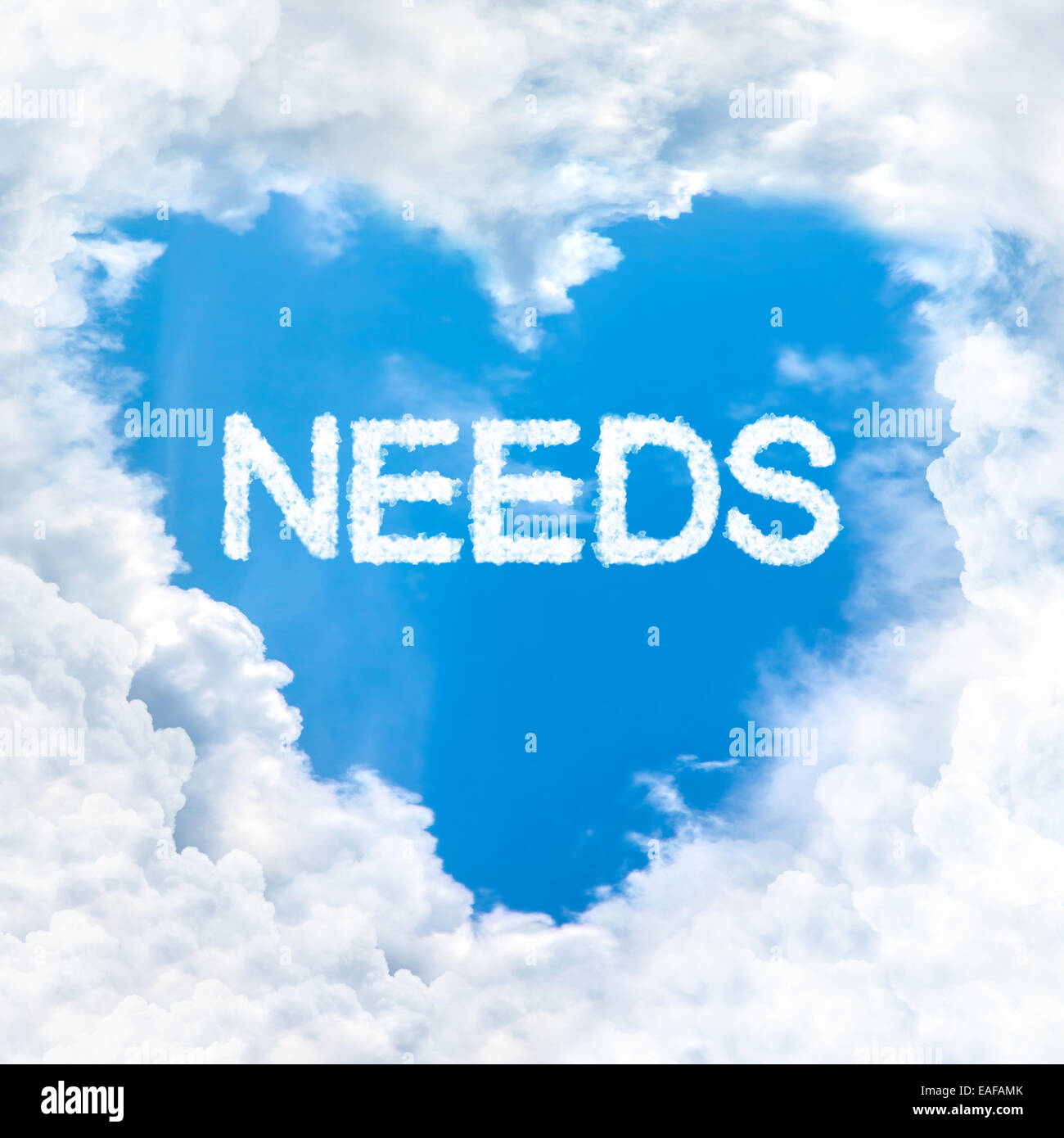 need word inside love cloud heart shape blue sky background only Stock Photo