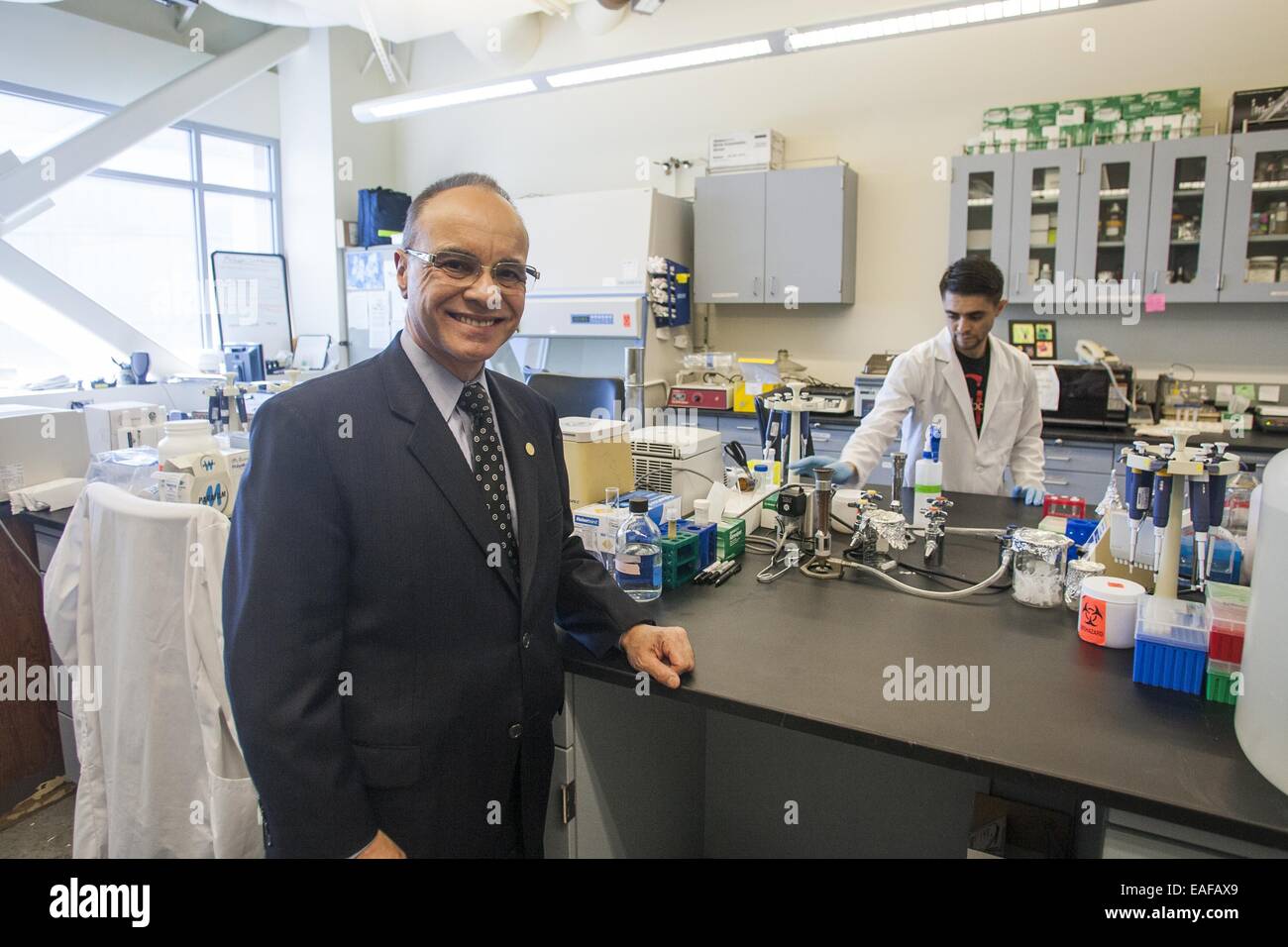 Los Angeles, California, USA. 13th Oct, 2014. Cal State Los Angeles President William Covino at physical sciences building. © Ringo Chiu/ZUMA Wire/Alamy Live News Stock Photo