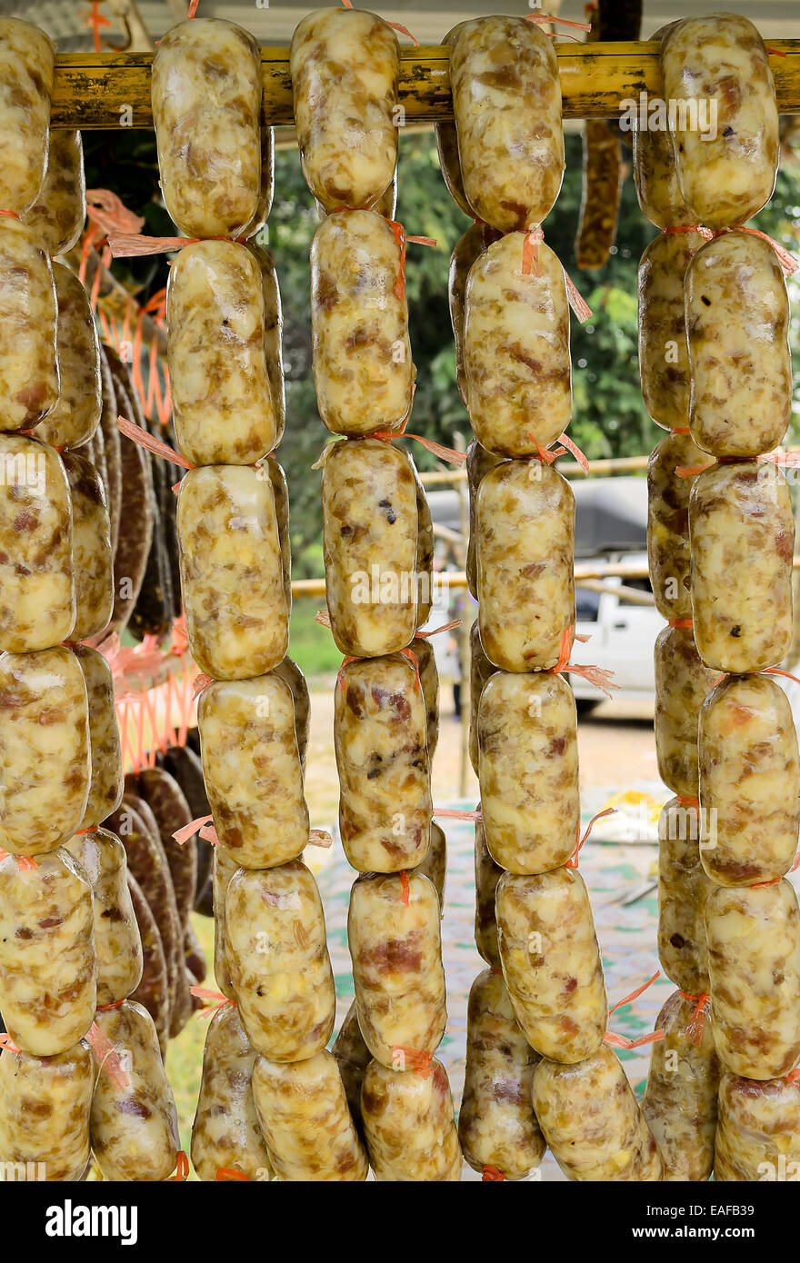 The local Sausage Food Preservation in Northern East of Thailand Stock Photo Alamy
