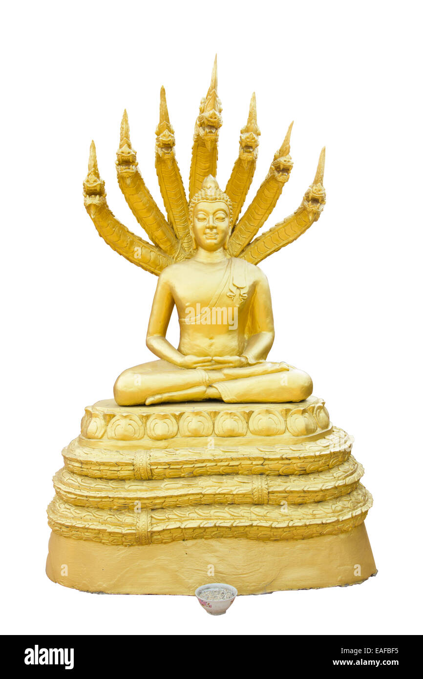 golden Buddha.Buddha on a white background. in chiangmai , Thailand, no restrict in copy or use . This photo taken these conditi Stock Photo