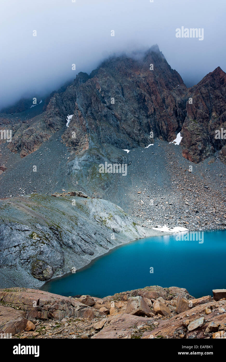 a beautiful and blue  alpine lake Stock Photo