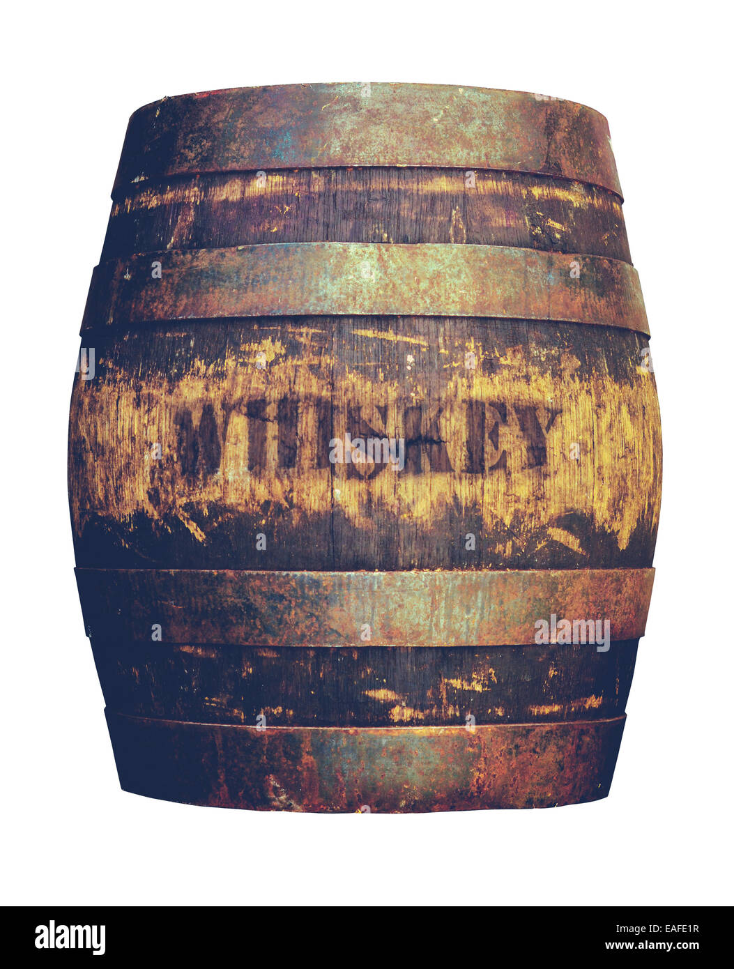 Old Wooden Whiskey Barrel Stock Photo