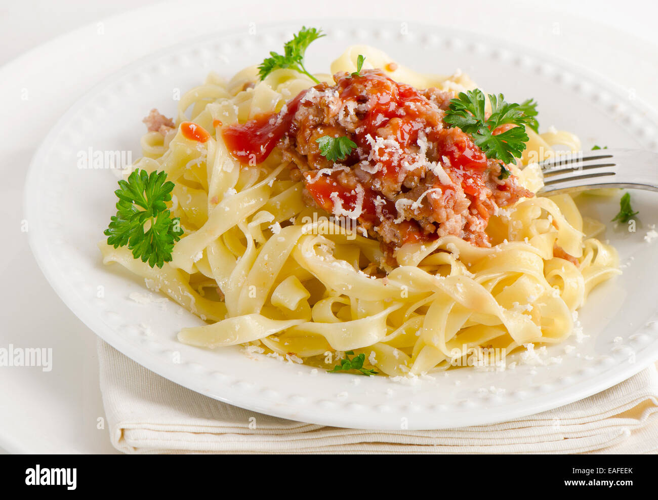 Italian food Pasta bolognese with fresh herbs Stock Photo Alamy