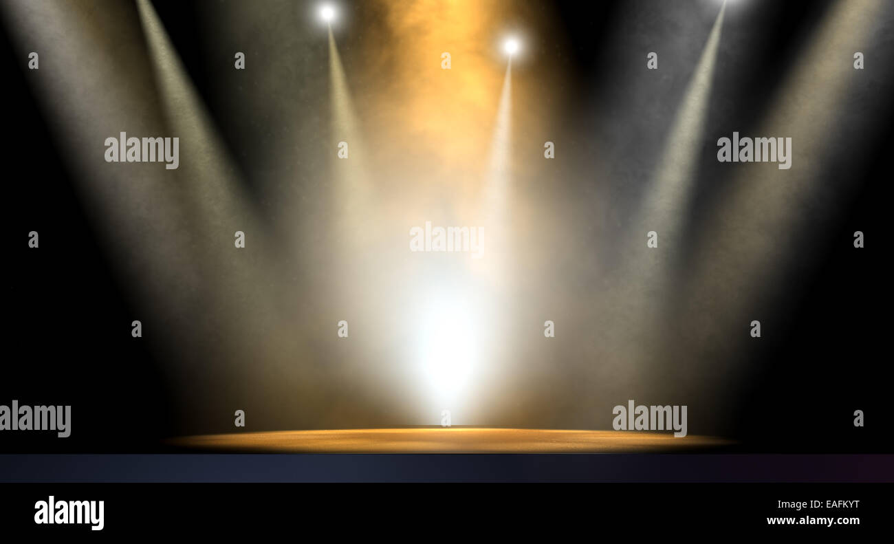 An stage lit by an array of spotlights on a dark background Stock Photo ...