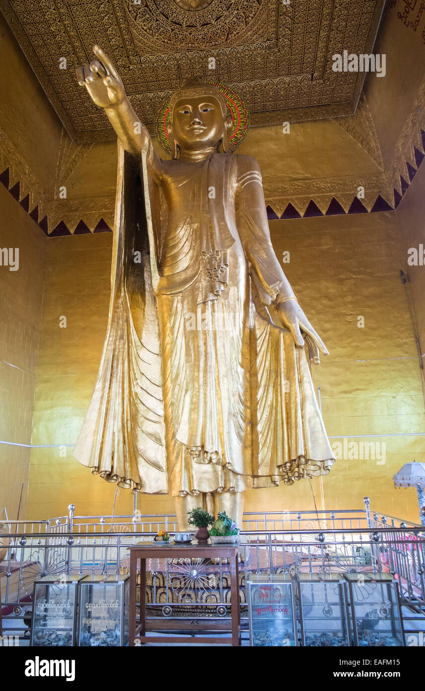 Shweyattaw Buddha pointing in Byardeikpaye Pagoda,Buddhist temple on Mandalay Hill, Mandalay, Myanmar,Burma,Asia, Stock Photo