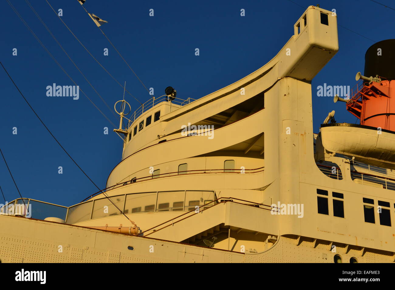 The Queen Mary at her birth at Los Angeles Harbour Stock Photo Alamy