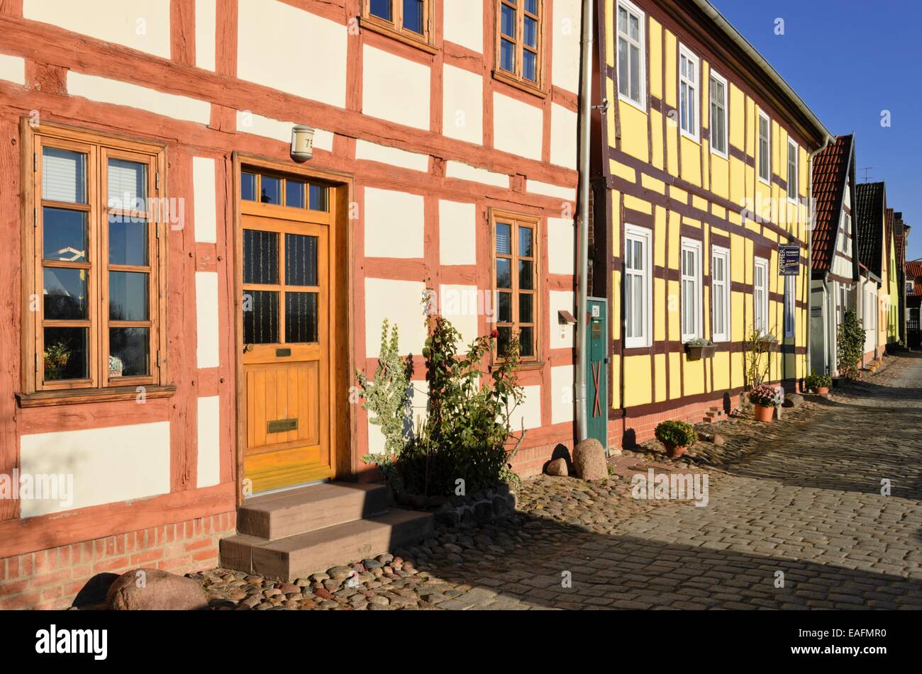 Half-timbered houses, Havelberg, Germany Stock Photo
