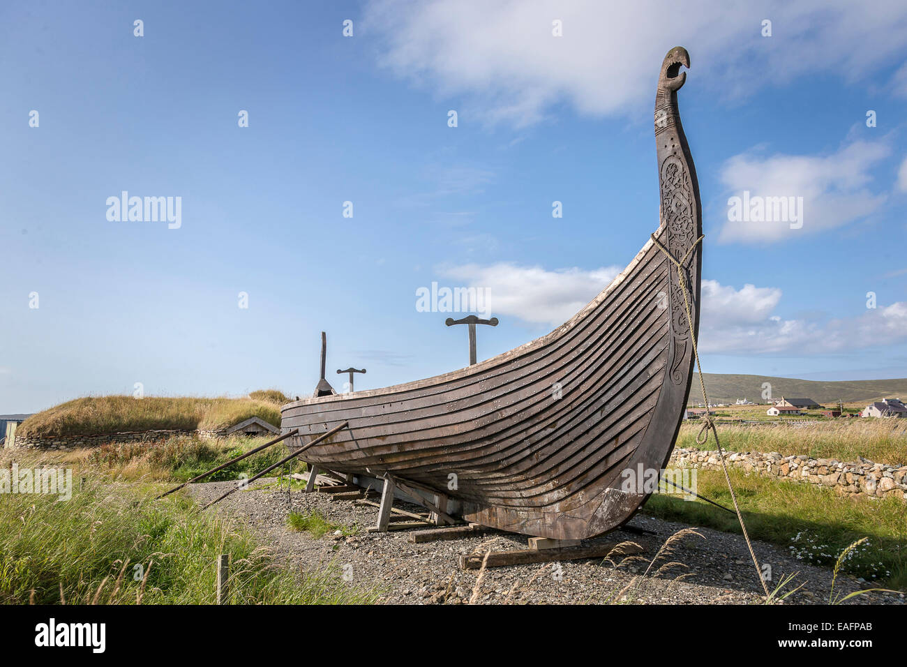 Replica of Viking ship Unst Shetlands, Scotland Stock Photo 75334851