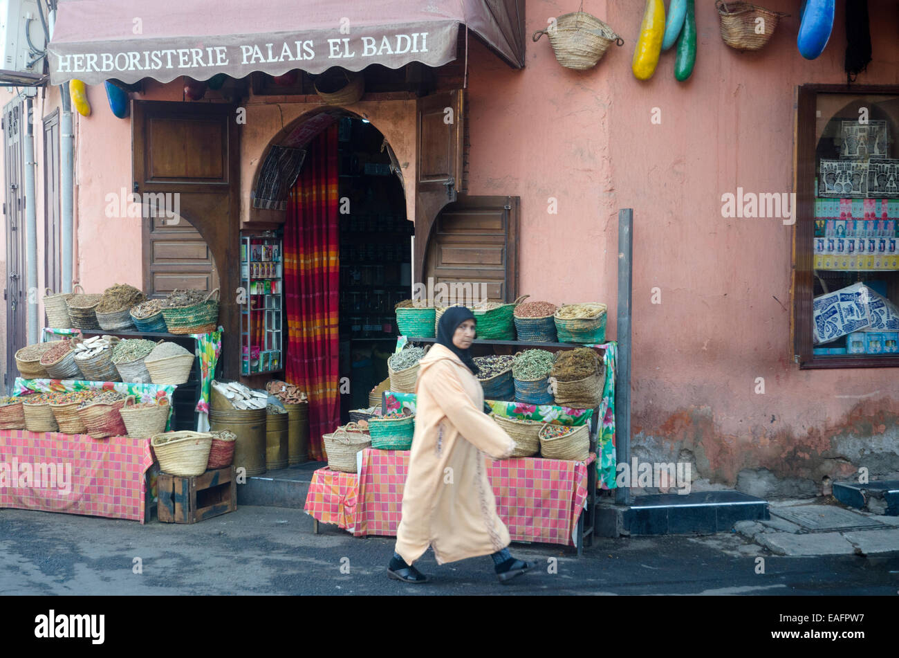 Herb and spice shop Marrakech Morocco Stock Photo Alamy