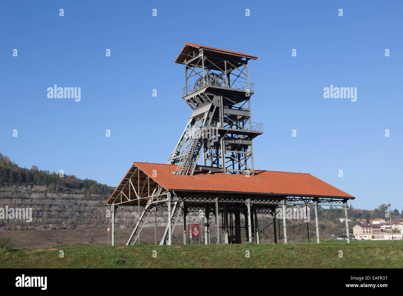 The shaft of the Decazeville coalmines (Aveyron - France), the only to have been kept. Stock Photo