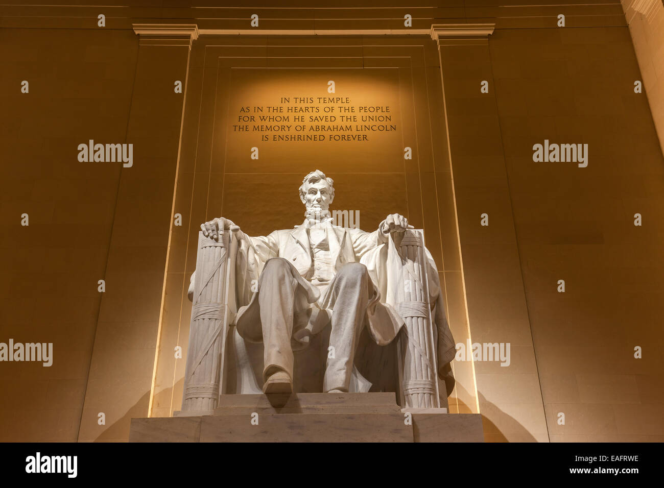 The Lincoln Memorial is an American national monument built to honor the 16th President of the United States, Abraham Lincoln. Stock Photo