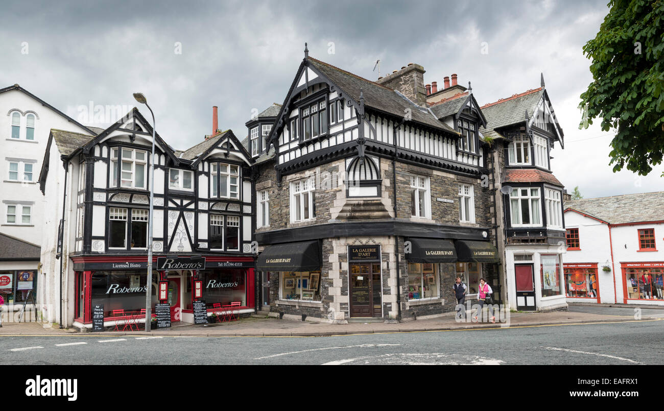 BOWNESS ON WINDERMERE, UK - JUNE 9, 2014: Tourists and locals in the small town of Bowness-on-Windermere in the Lake District, U Stock Photo