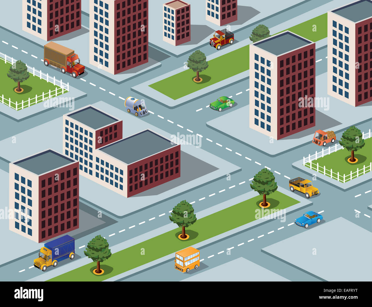 Isometric image of a modern city Stock Photo - Alamy