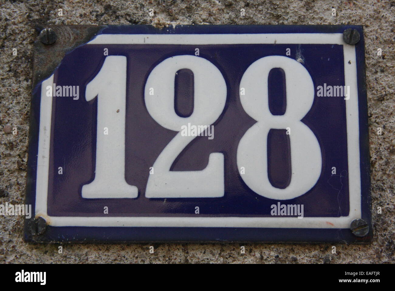 House number 128 sign hi-res stock photography and images - Alamy