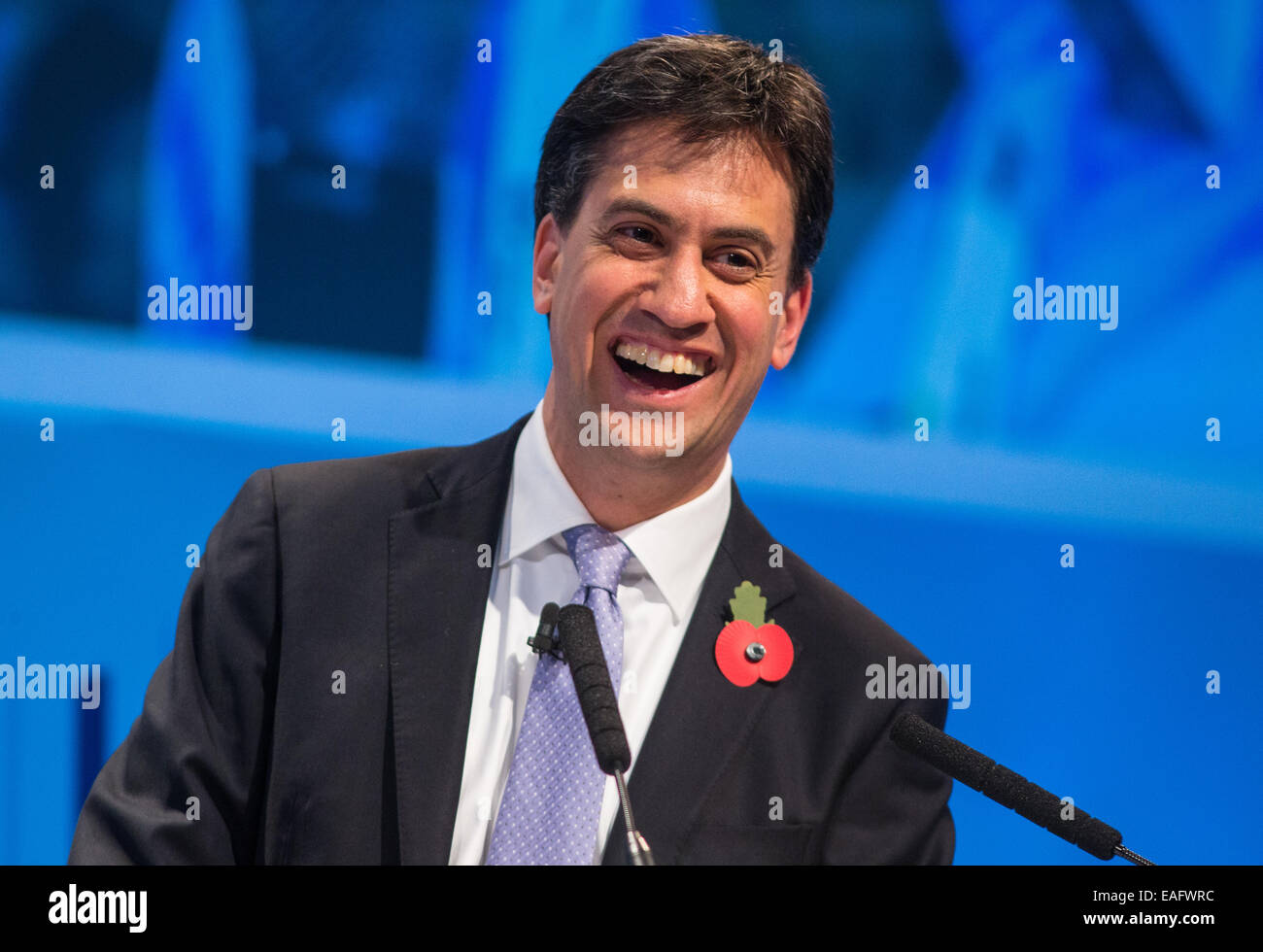 Ed Miliband,leader of the opposition,speaking at the Annual CBI conference at the Grosvenor Hotel,London Stock Photo