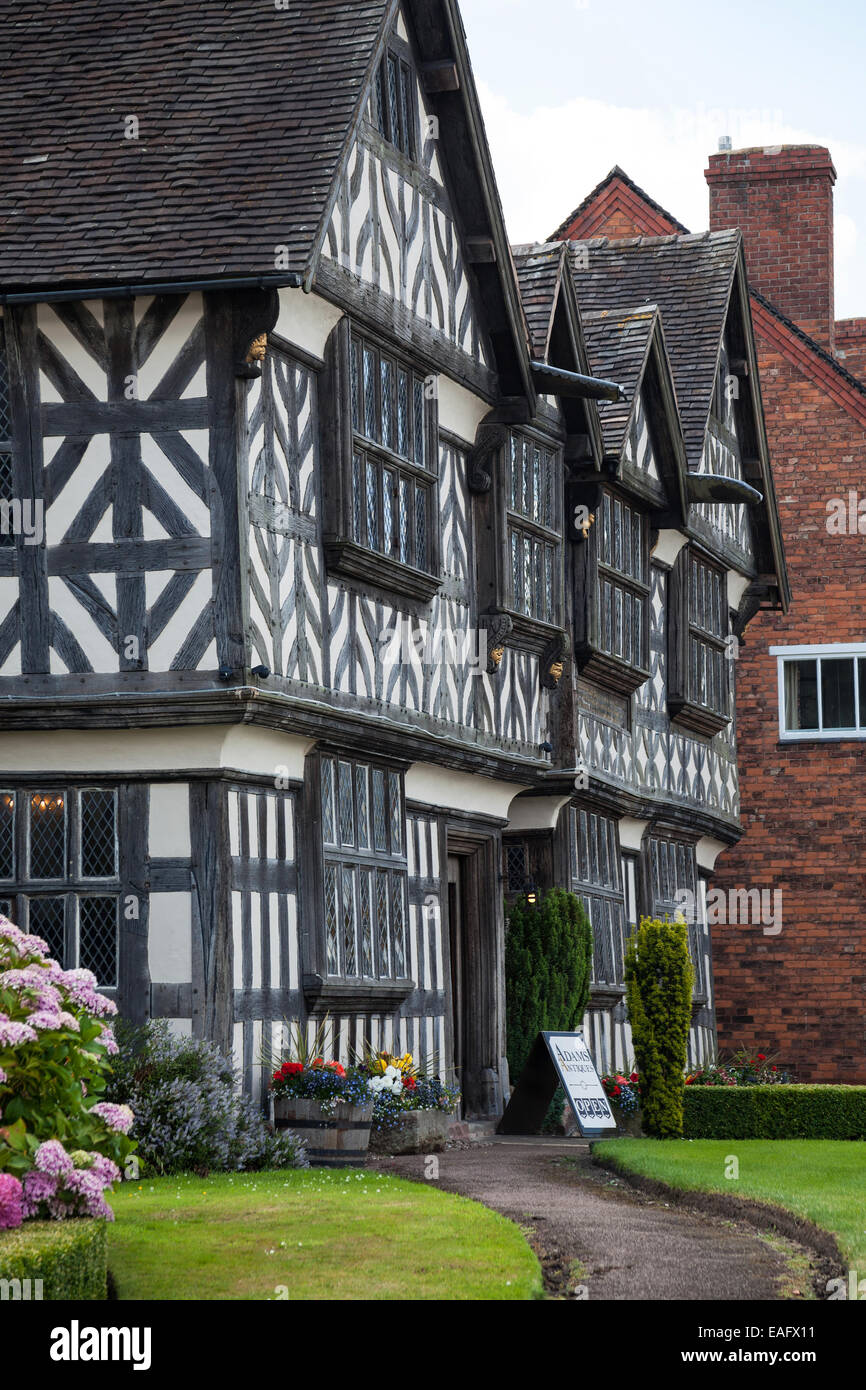 Churche's Mansion is a timber-framed, black-and-white Elizabethan mansion house at Hospital Street in Nantwich, Cheshire, England, UK Stock Photo