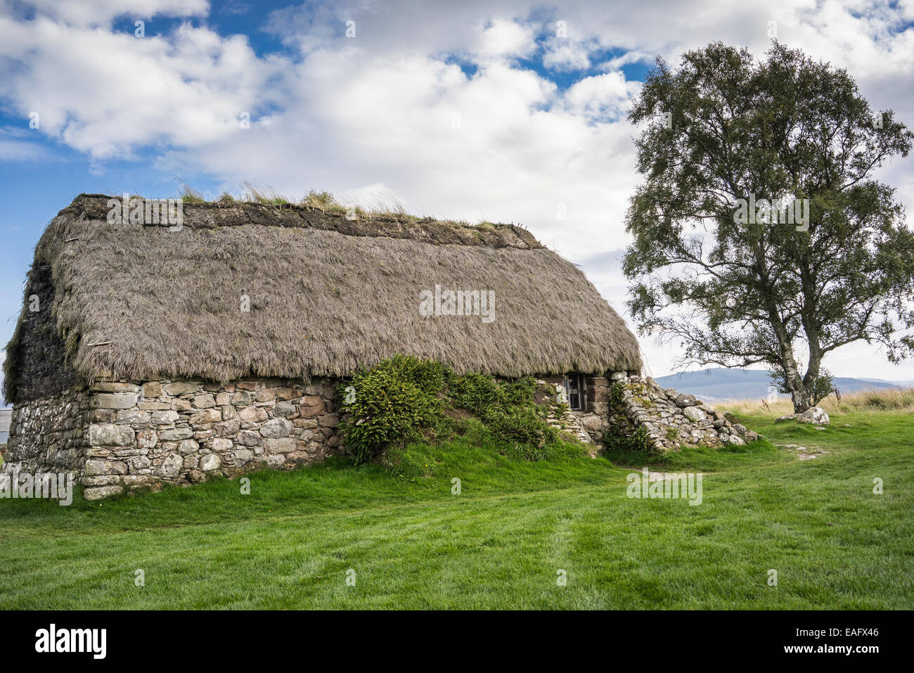 Thatched Croft at Culloden moor in Inverness-shire, Scotland. Stock Photo