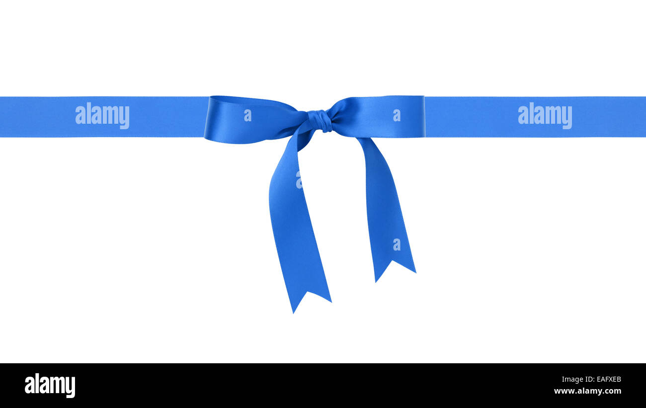 traditional blue ribbon bow border, isolated on white Stock Photo Alamy