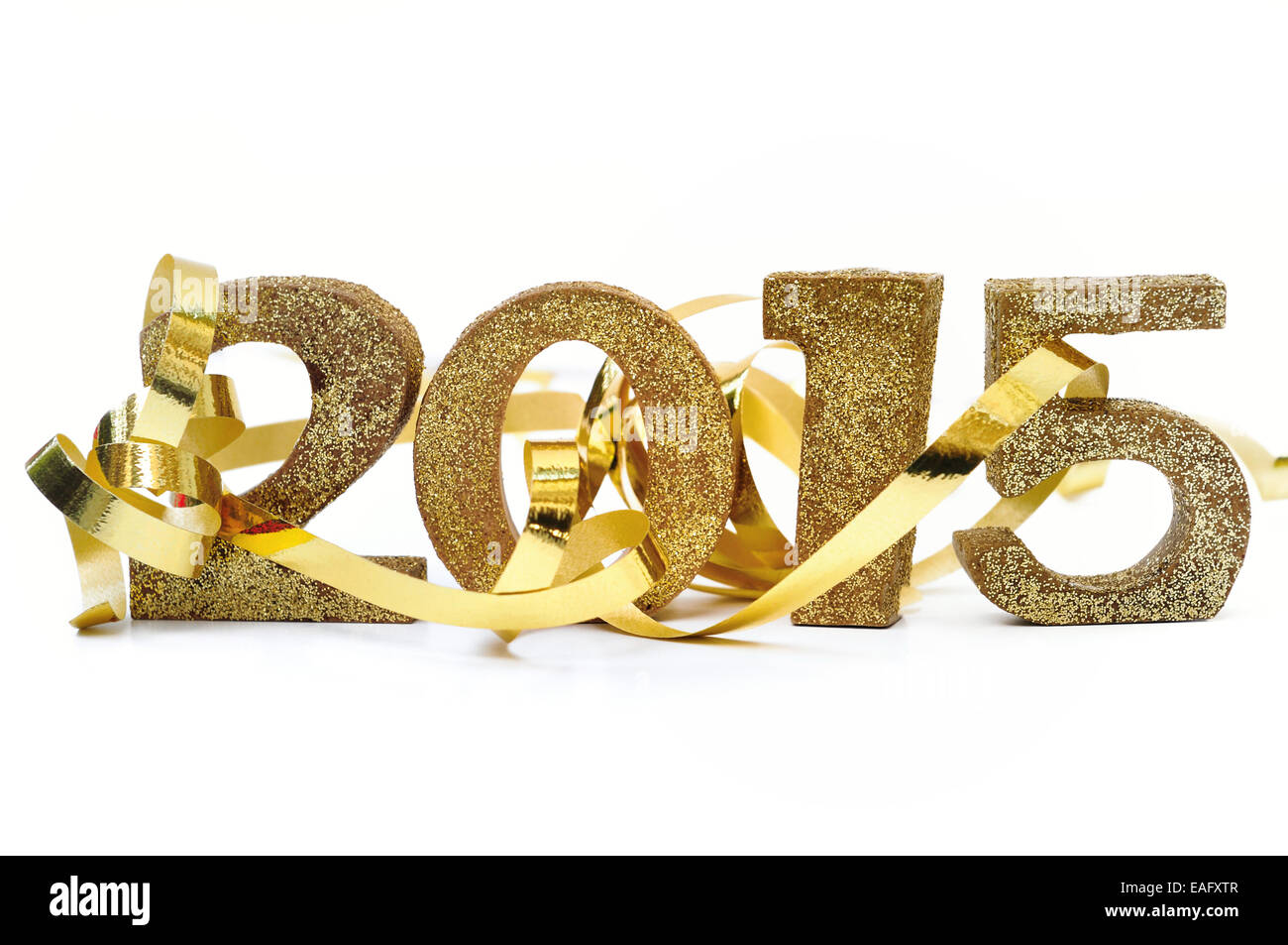 golden 2015 with ribbon on white background Stock Photo
