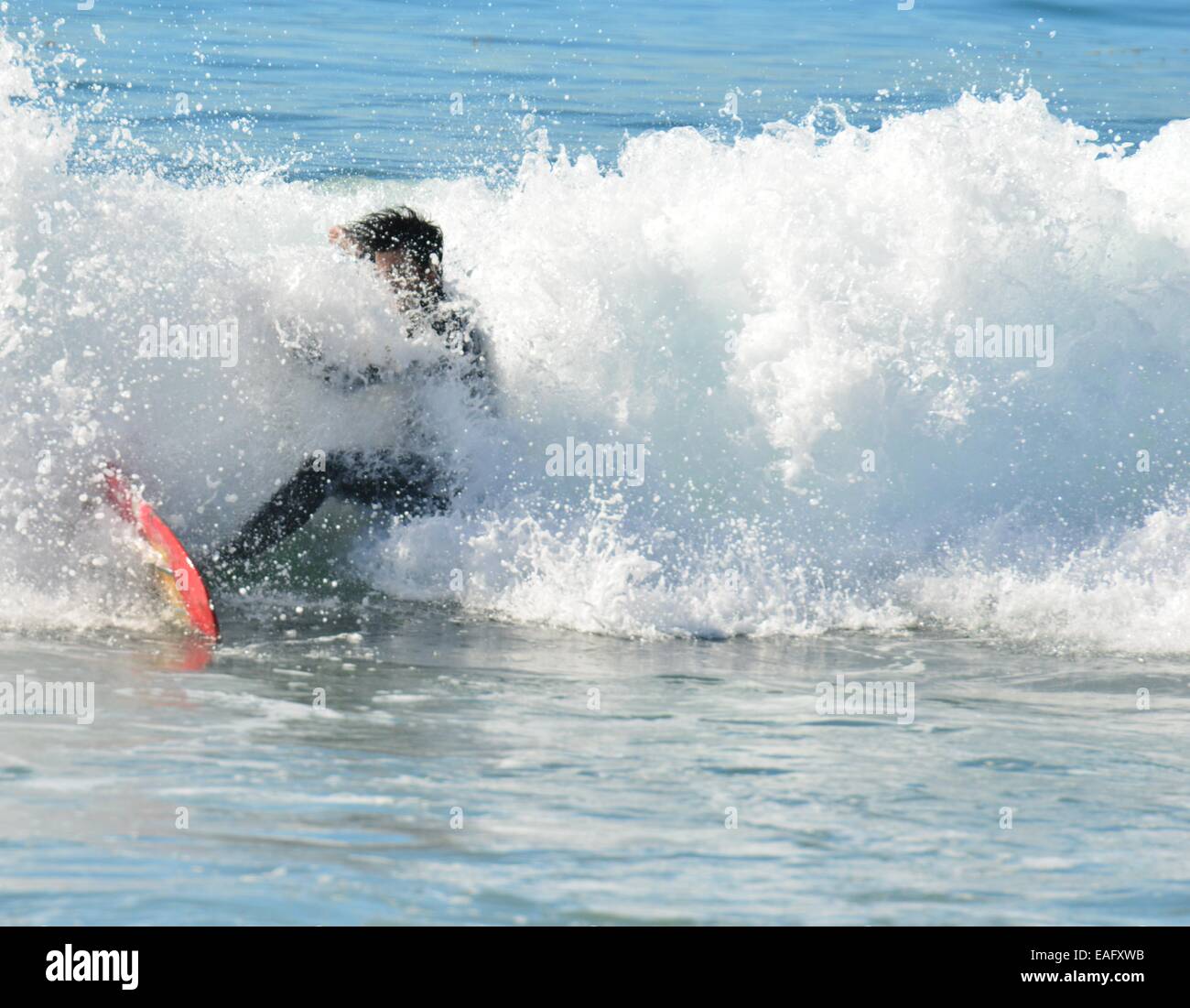 Surfing at Zuma beach California Stock Photo Alamy
