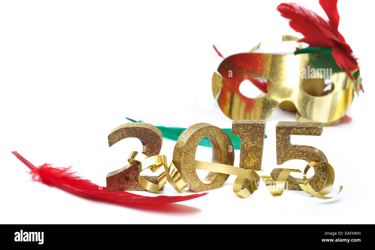 golden 2015 with accessories holiday on white background Stock Photo