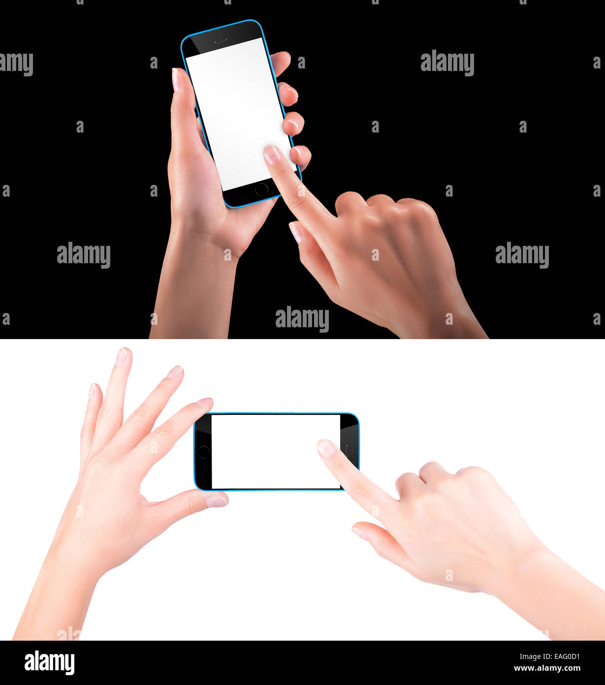 Woman hand holding Black Smartphone with blank screen Stock Photo - Alamy