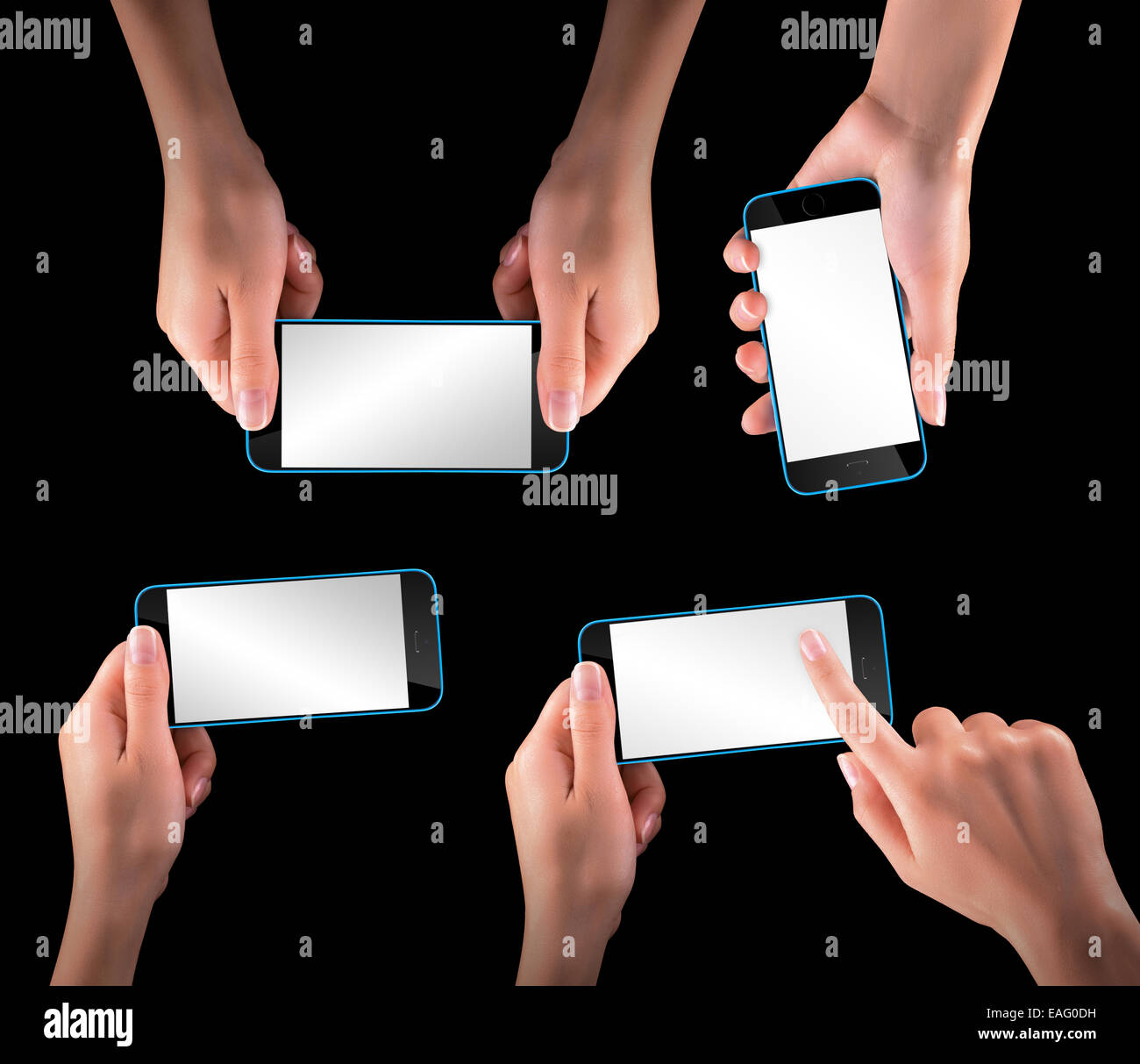 Woman hand holding Black Smartphone with blank screen Stock Photo - Alamy