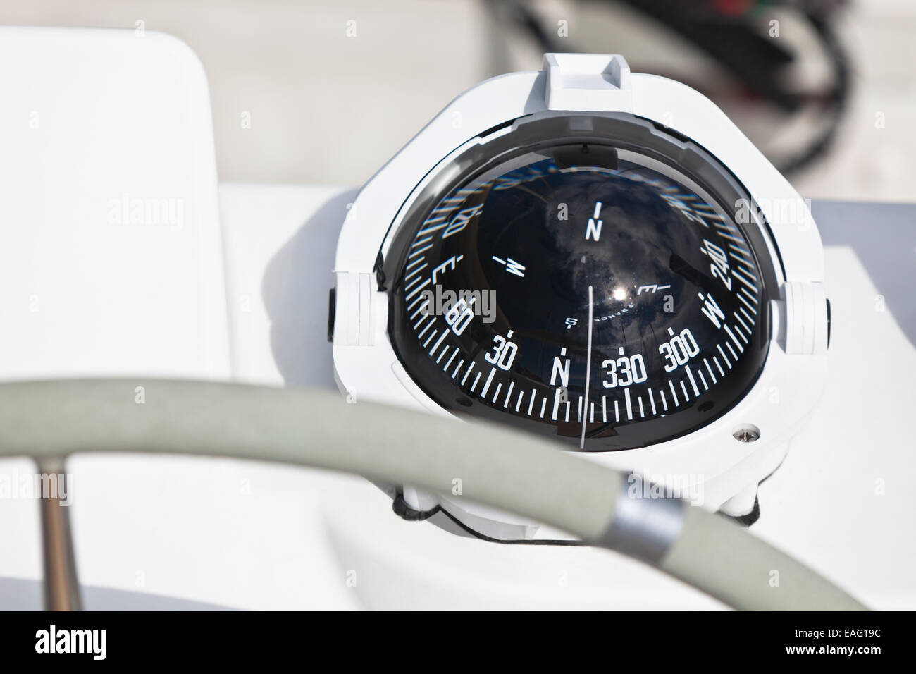 Sailing yacht compass. Horizontal close up shot Stock Photo - Alamy