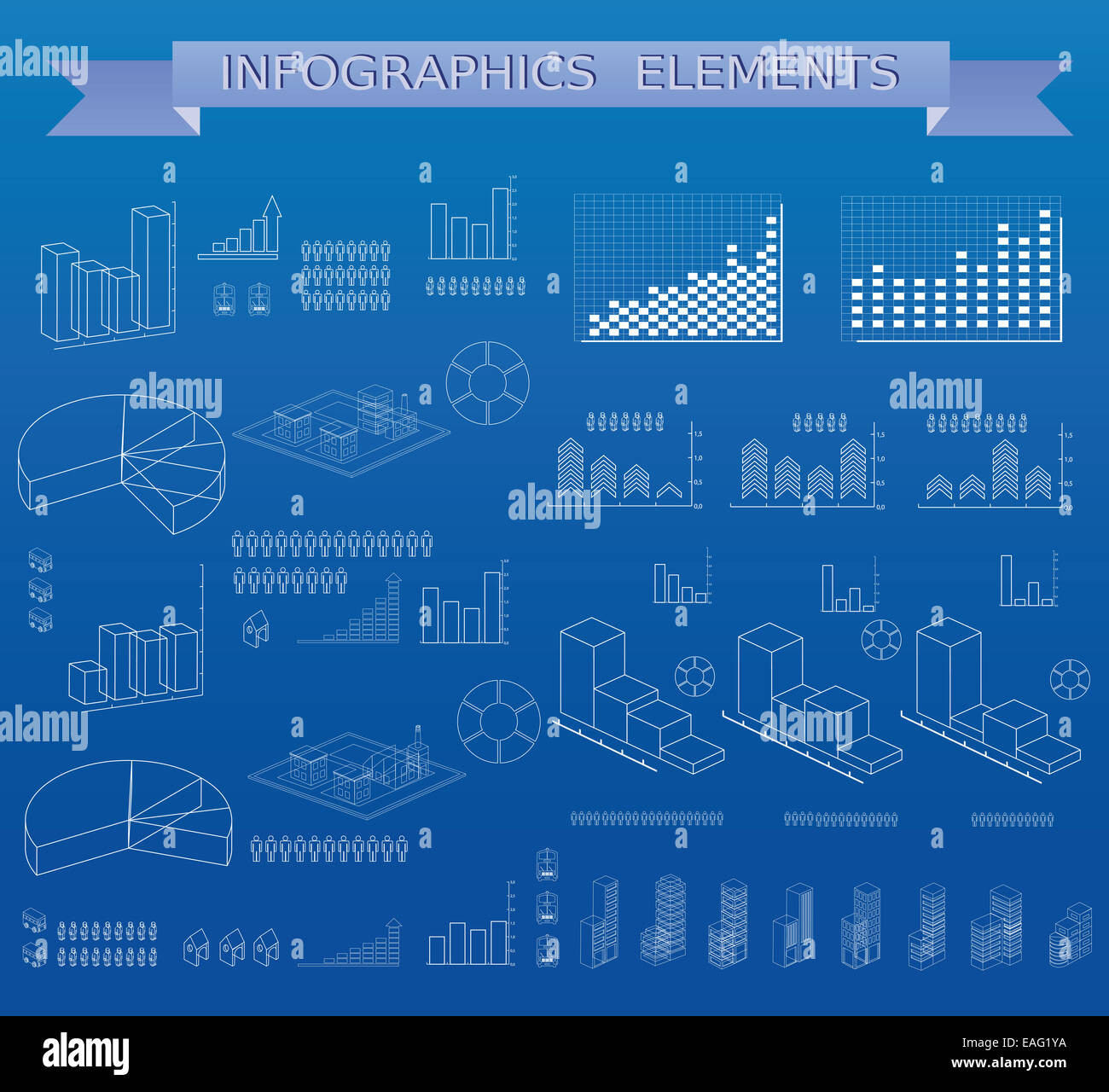 Info graphics Vector set of elements on a blue background Stock Photo ...