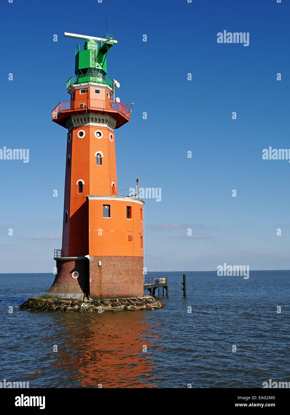 Lighthouse Hohe Weg in the North Sea Stock Photo