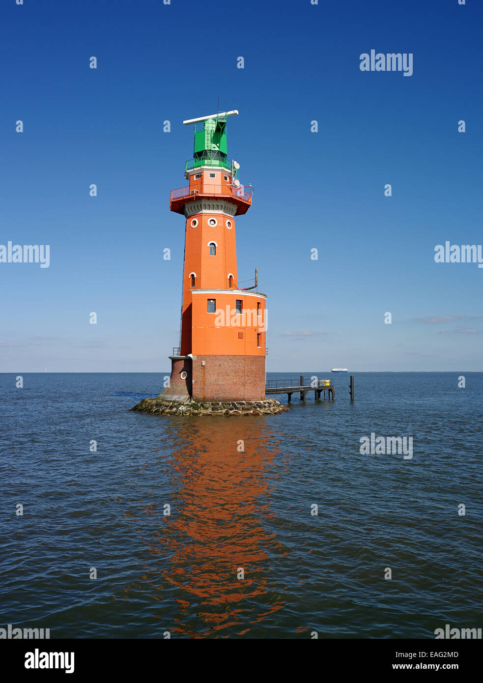 Red Lighthouse Hohe Weg Stock Photo