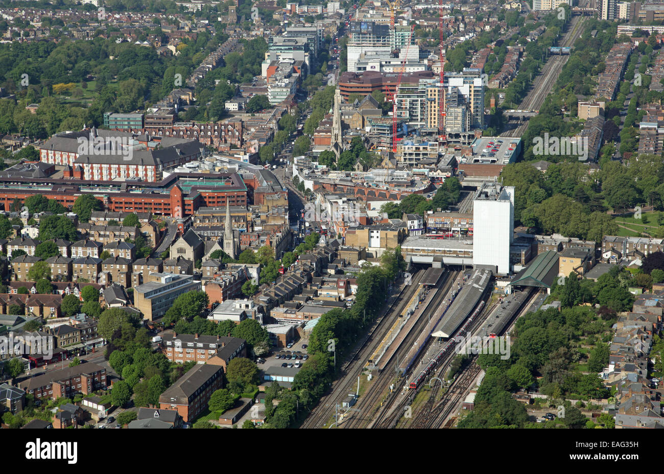 aerial view of Ealing Broadway and town centre, London W5, UK Stock Photo Alamy