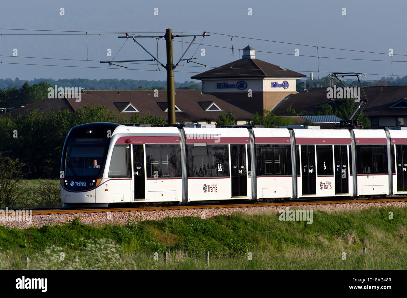 An Edinburgh tram near Ingliston Park and Ride on the day the trams